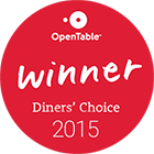 Open Table Winner Diner's Choice - 2015